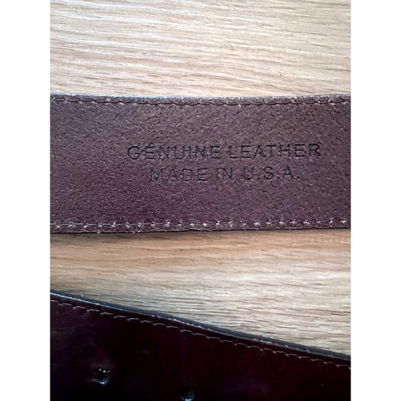 Avignon Designer Brown Leather Belt Silver Belt Buckle Rock Mosaic Design / Cowb - Picture 8 of 9